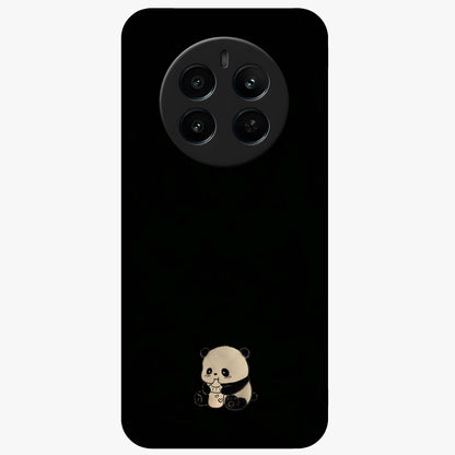 Midnight Panda Love Glass Case showing flat back view with cute panda themed artwork and glossy glass finish.