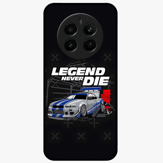 Midnight Racing Legacy Glass Case showing flat back view with sleek racing inspired artwork and glossy glass finish.