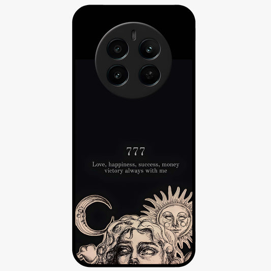 Mystic Victory Aura Glass Case showing flat back view with victory symbol artwork and glossy glass finish.