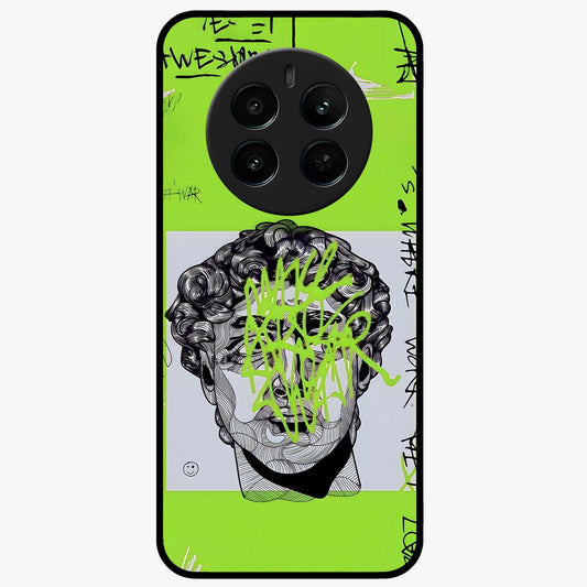 Neo Graffiti Rebellion Glass Case showing flat back view with vibrant graffiti artwork and glossy glass finish.