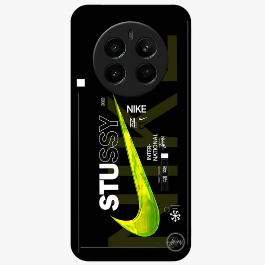 Neon Street Edition Glass Case showing flat back view with neon street style artwork and glossy glass finish.
