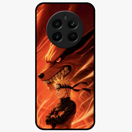 Nine Tails Legacy Glass Case showing flat back view with powerful nine-tailed fox inspired artwork and glossy glass finish.