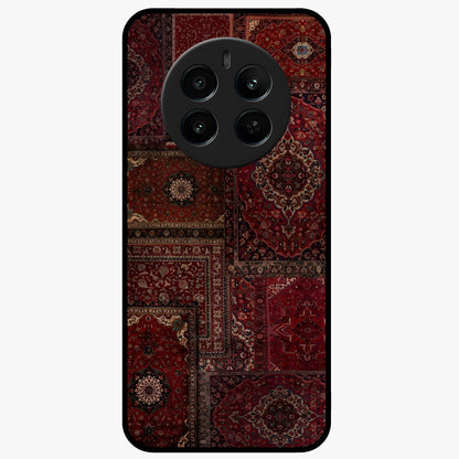 Persian Velvet Tale Glass Case showing flat back view with luxurious Persian velvet pattern artwork and glossy glass finish.