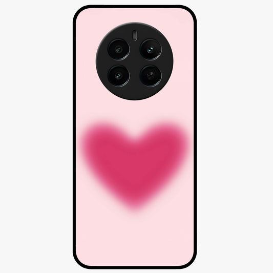 Pink Aura Heart Glass Case showing flat back view with glowing heart artwork and glossy glass finish.