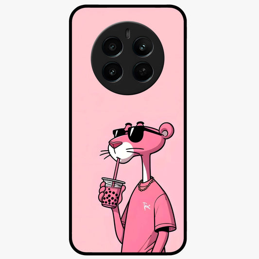 Pink Panther Glass Case showing flat back view with iconic pink panther artwork and glossy glass finish.