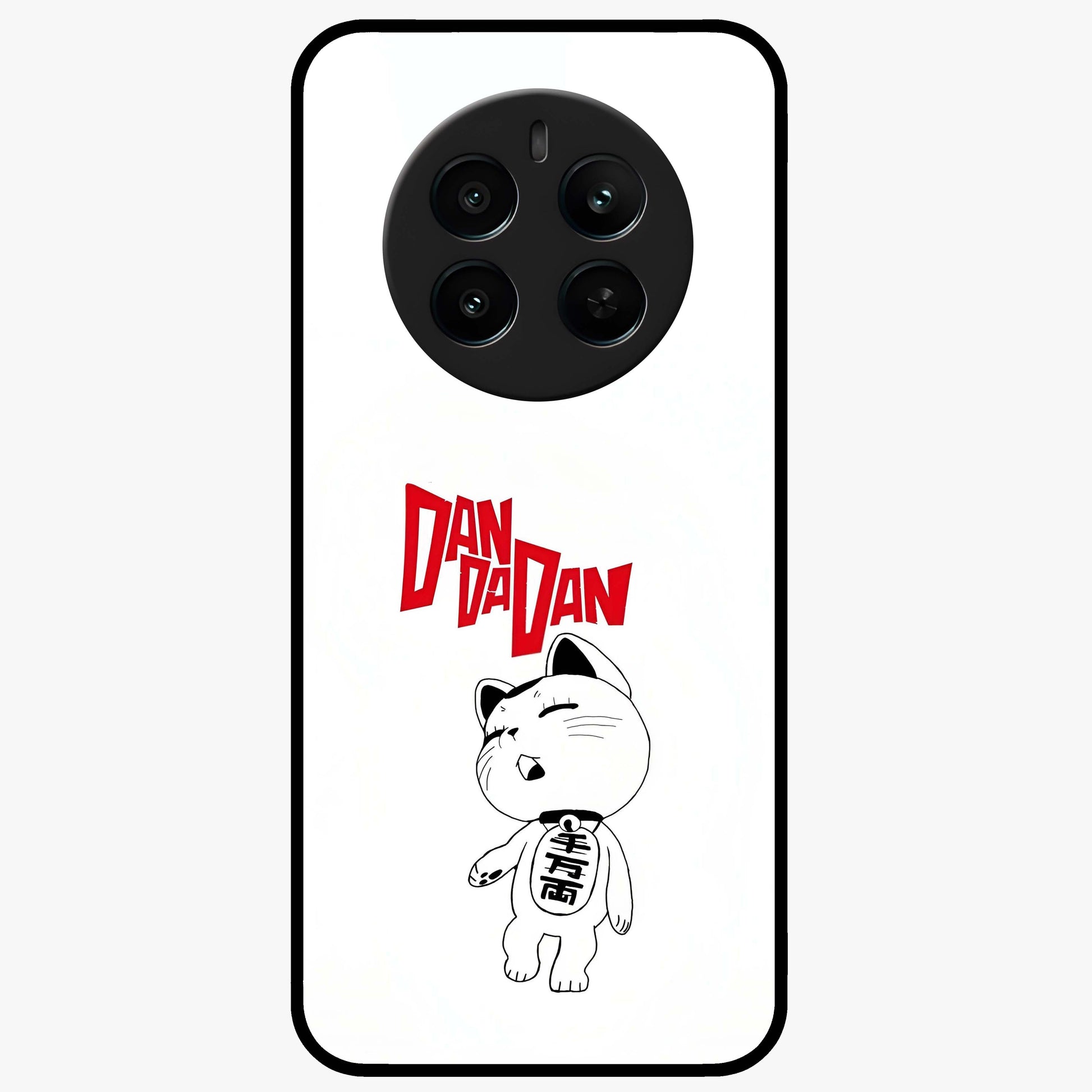 Playful Spirit Charm Glass Case showing flat back view with cheerful charm themed artwork and glossy glass finish.