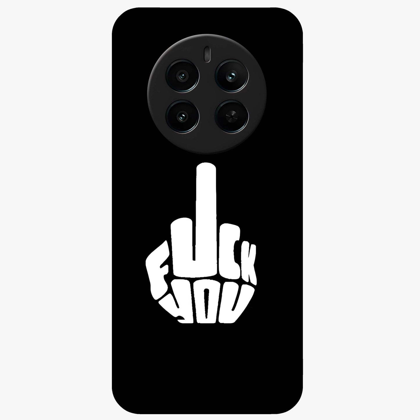 Rebel Mode On Glass Case showing flat back view with bold rebellious typography artwork and glossy glass finish.