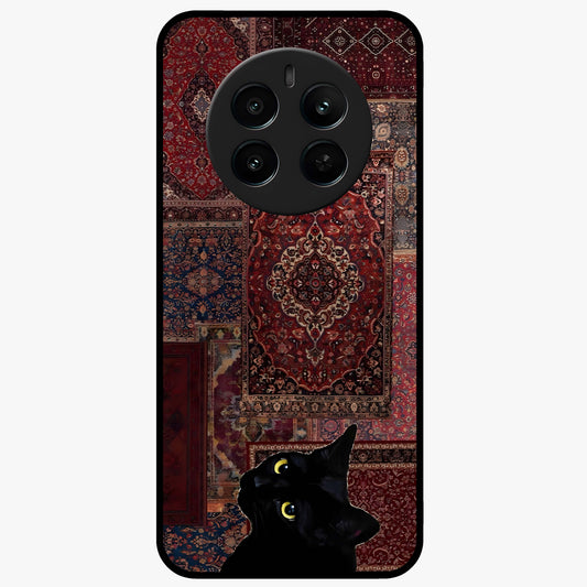 Regal Magic Cat Apple Glass Case showing flat back view with magical cat artwork holding apple and glossy glass finish.