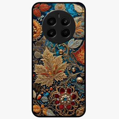 Royal Jewel Garden Glass Case showing flat back view with decorative floral garden artwork and glossy glass finish.