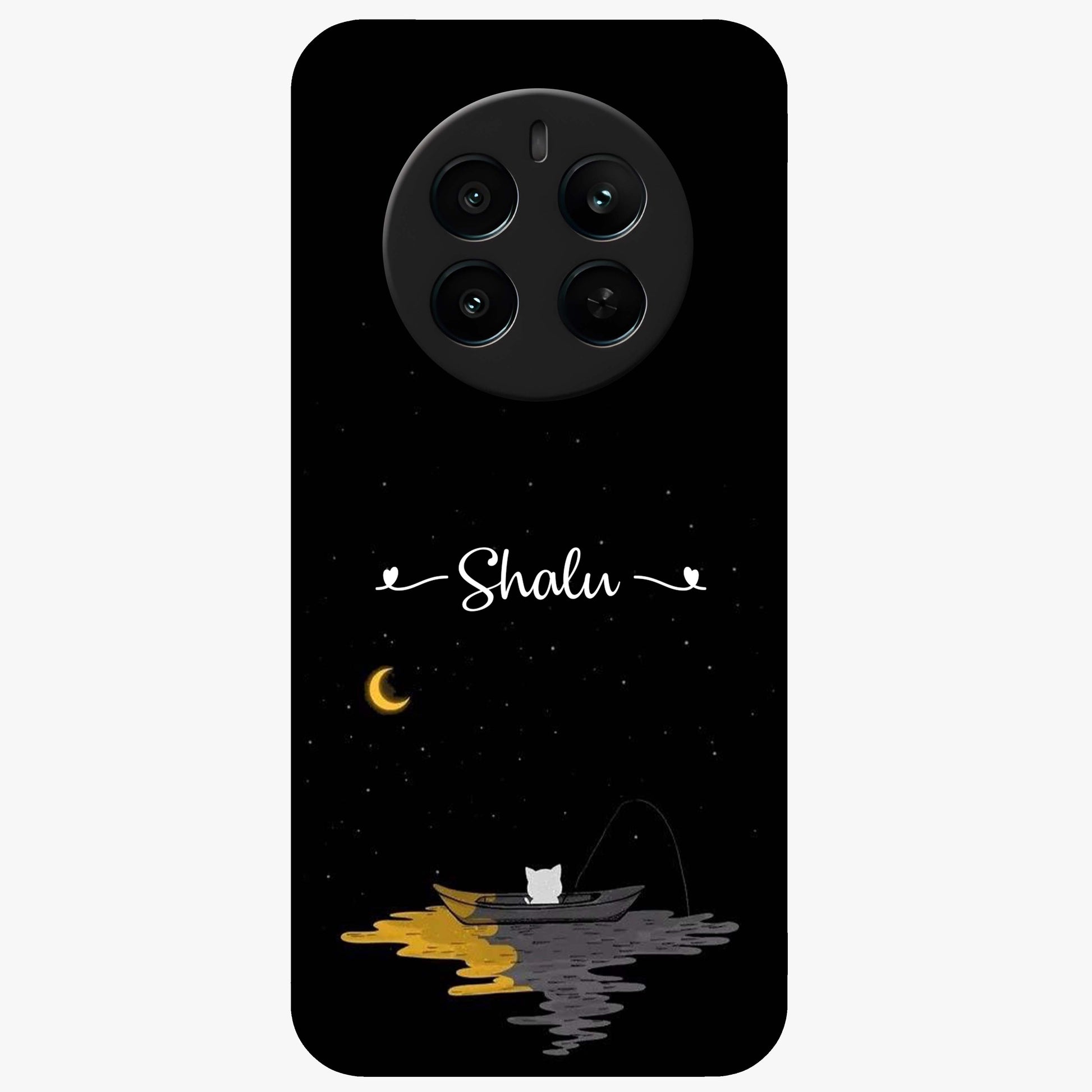 Silent Night Row Glass Case showing flat back view with calm night themed artwork and glossy glass finish.