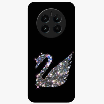 Starlit Swan Grace Glass Case showing flat back view with graceful swan artwork under starry sky and glossy glass finish.
