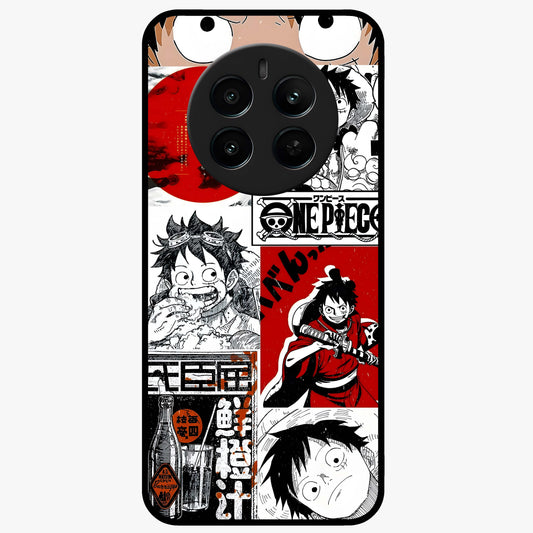 Strawhat Chaos Panels Glass Case showing flat back view with anime inspired chaos panel artwork and glossy glass finish.