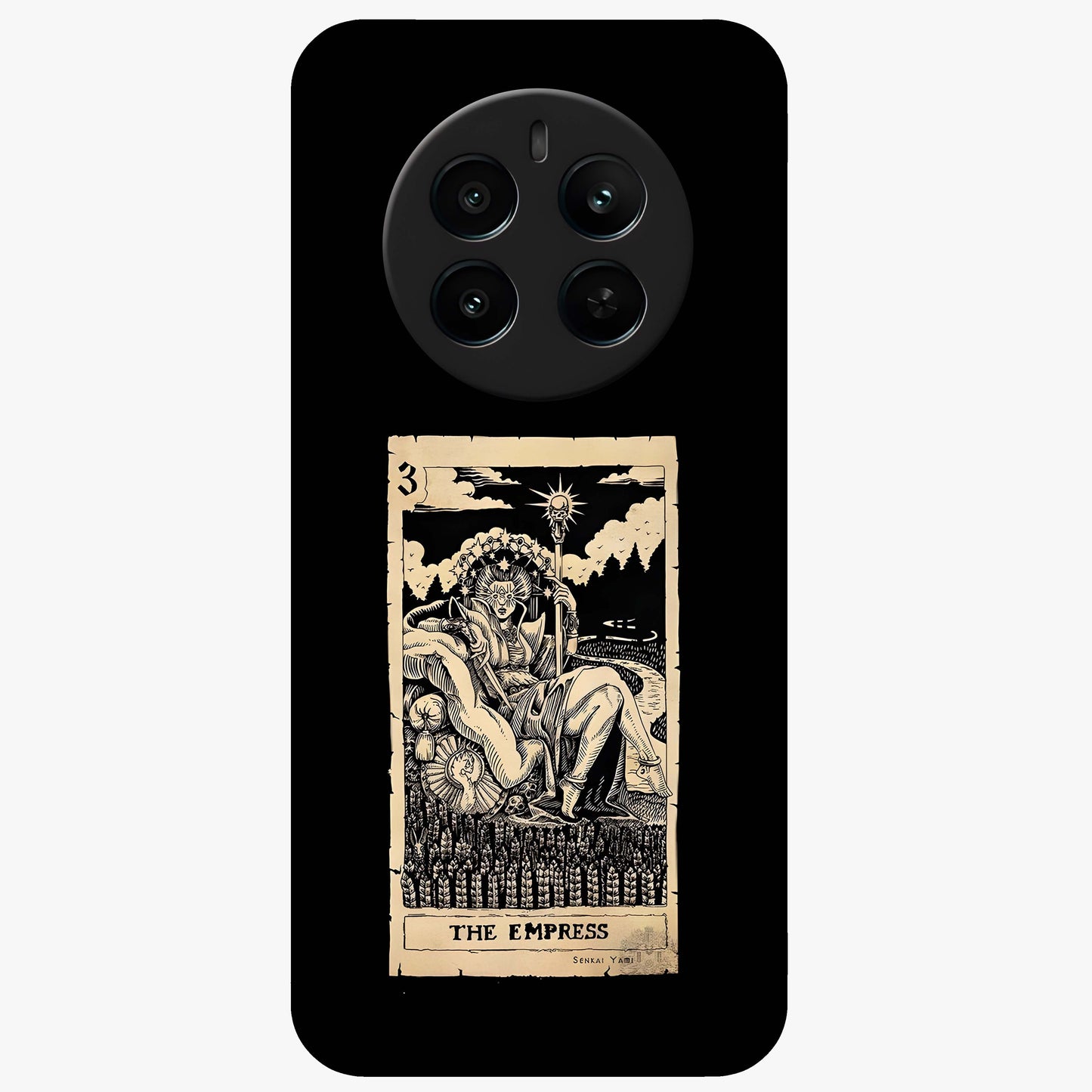 The Empress Glass Case showing flat back view with regal feminine artwork and glossy glass finish.