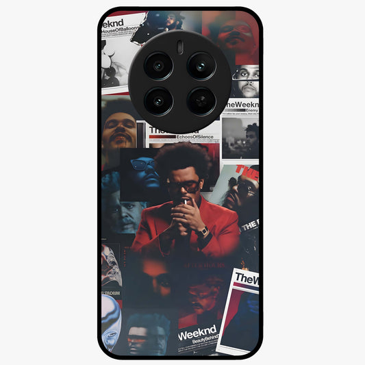 The Weeknd Glass Case showing flat back view with music inspired artistic portrait artwork and glossy glass finish.