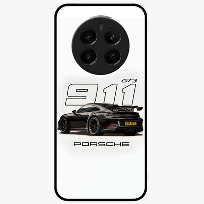 Turbo Legacy Icon Glass Case showing flat back view with iconic sports car inspired artwork and glossy glass finish.