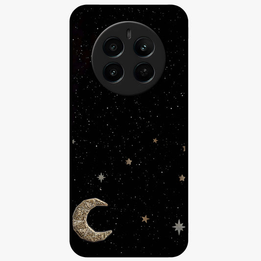 Twinkle Star With Half Moon Glass Case showing flat back view with star and half moon artwork and glossy glass finish.
