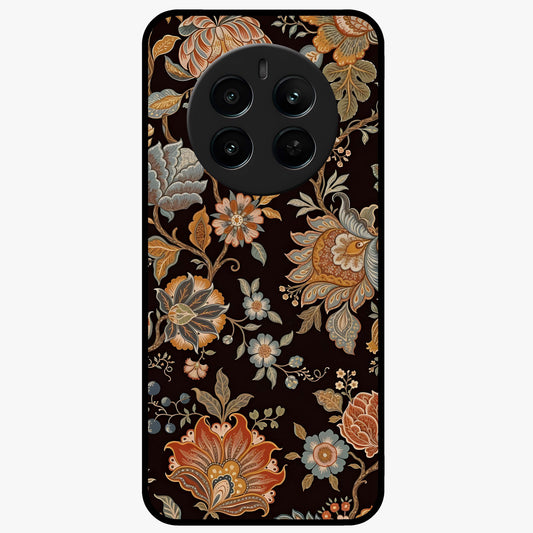 Vintage Floral Dream Glass Case showing flat back view with classic floral artwork and glossy glass finish.