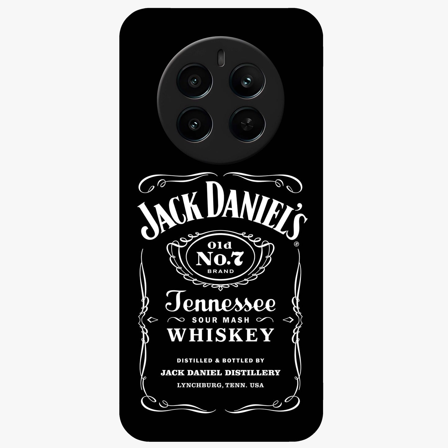 Vintage Whiskey Heritage Glass Case showing flat back view with classic whiskey inspired artwork and glossy glass finish.