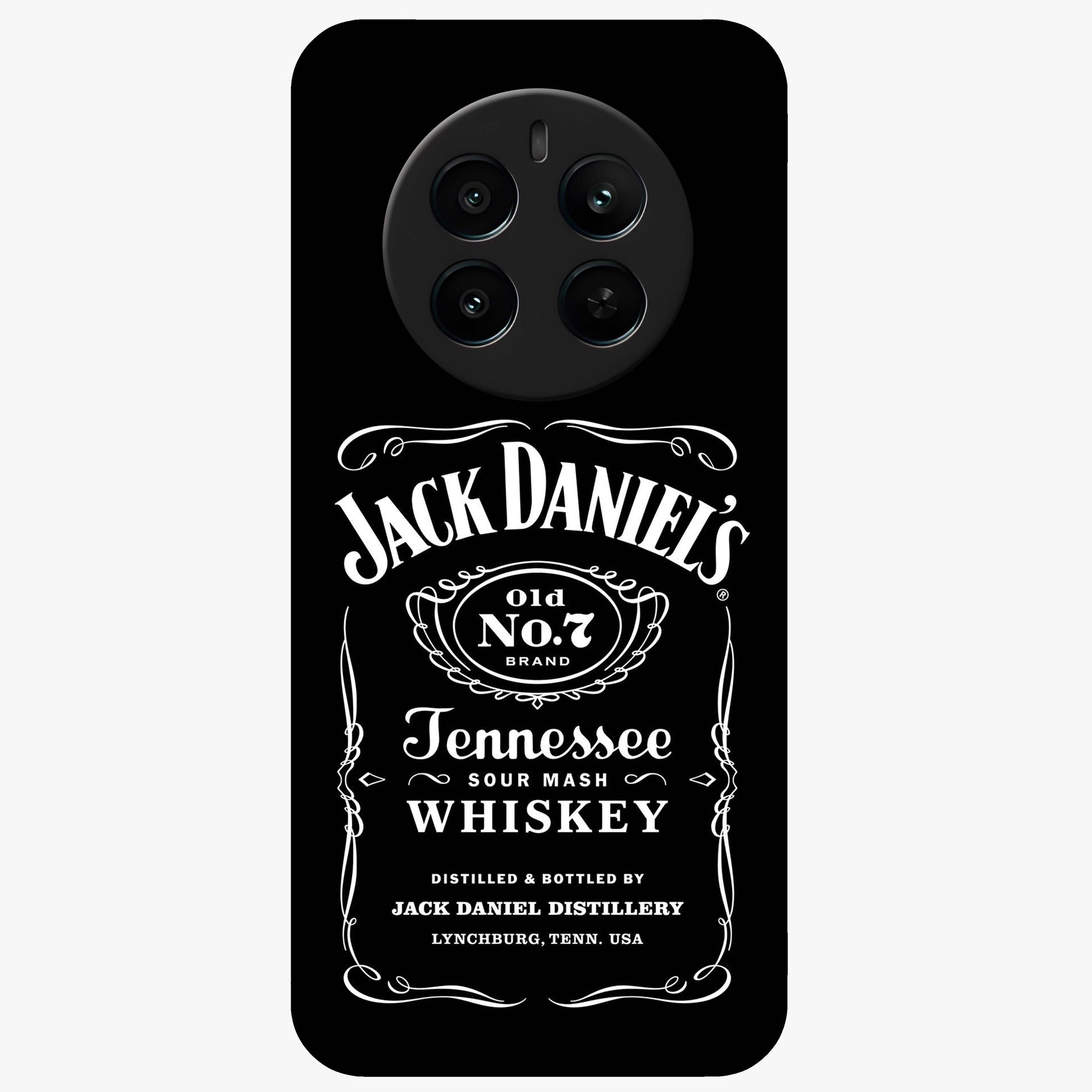 Vintage Whiskey Heritage Glass Case showing flat back view with classic whiskey inspired artwork and glossy glass finish.