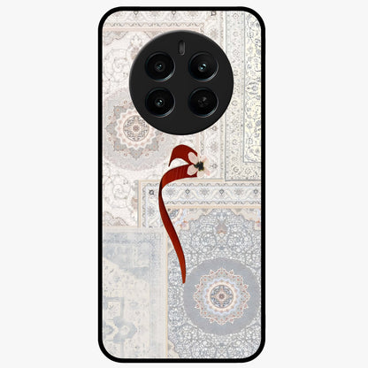White Aesthetic Bow Glass Case showing flat back view with minimal bow artwork and glossy glass finish.