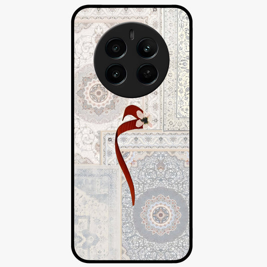 White Aesthetic Bow Glass Case showing flat back view with minimal bow artwork and glossy glass finish.