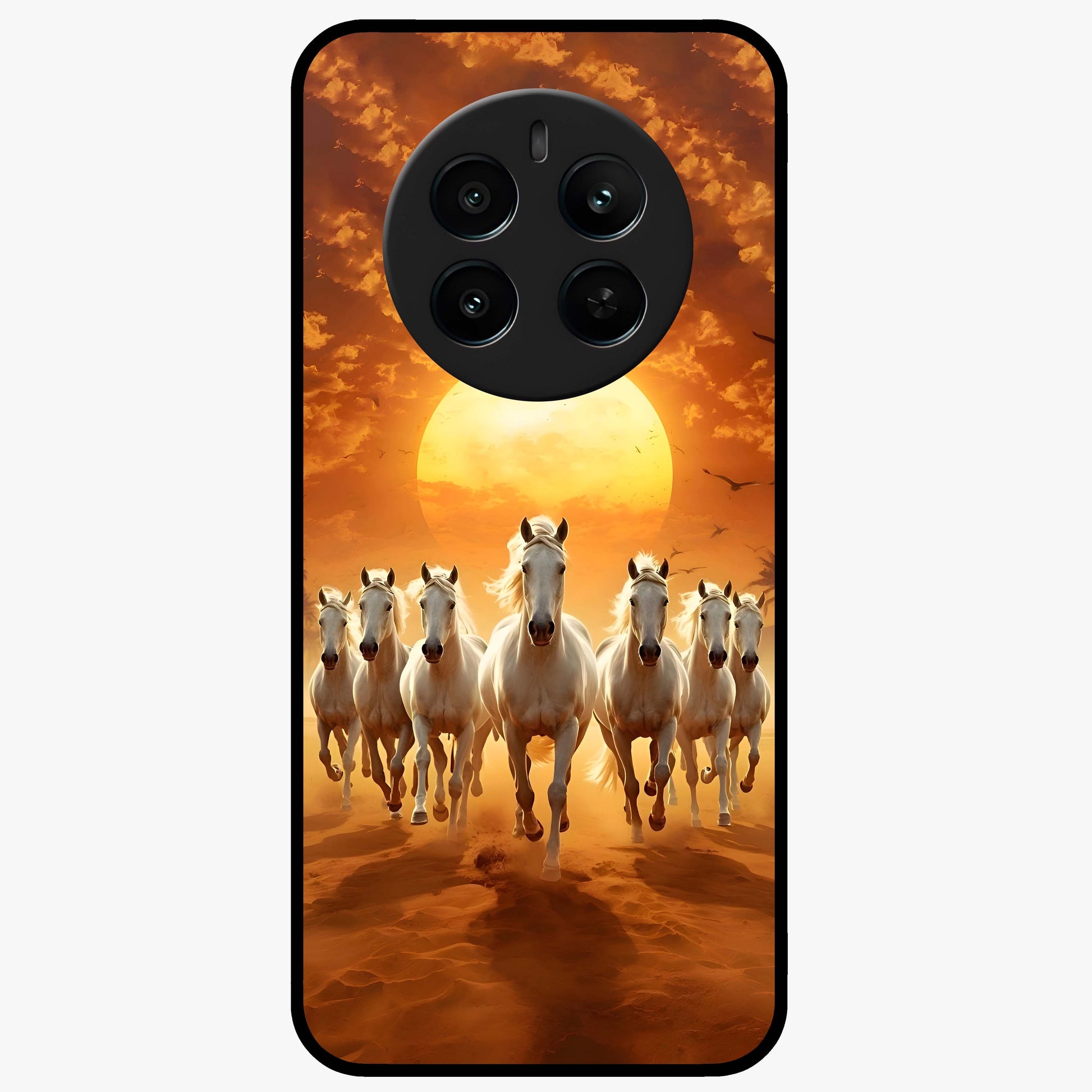 Wild Sunset Majesty Glass Case showing flat back view with majestic sunset landscape artwork and glossy glass finish.