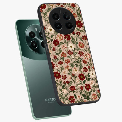 Biege Flower With Leaf Glass Case displayed in angled mockup highlighting minimal floral leaf design and elegant aesthetic.