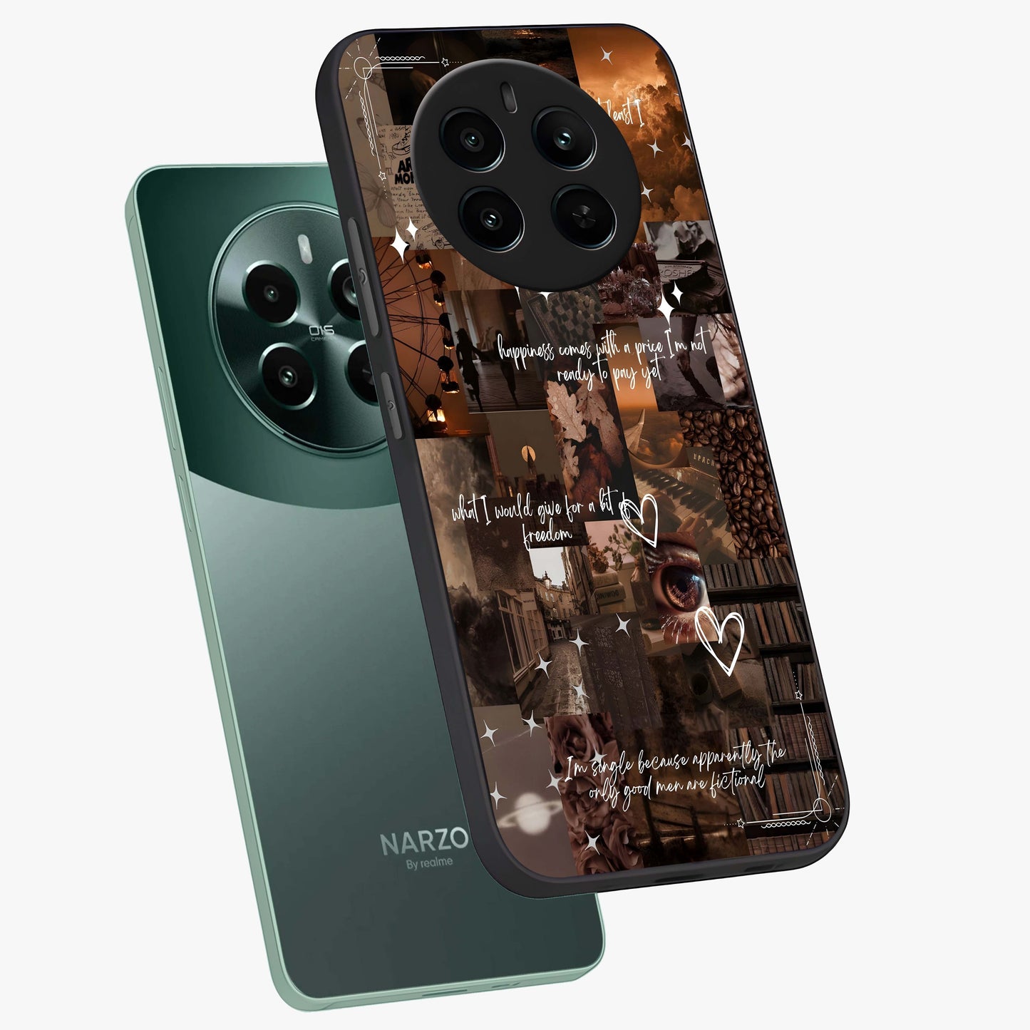 Bittersweet Aesthetic Chaos Glass Case displayed in angled mockup highlighting expressive abstract artwork and edgy aesthetic theme.