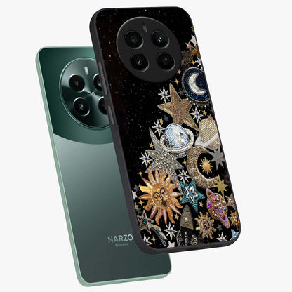 Cosmic Sparkle Dreams Glass Case displayed in angled mockup highlighting dreamy star sparkle design with celestial aesthetic.