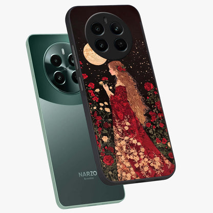 Crimson Dreams Glass Case displayed in angled mockup highlighting soft crimson aesthetic design with artistic theme.