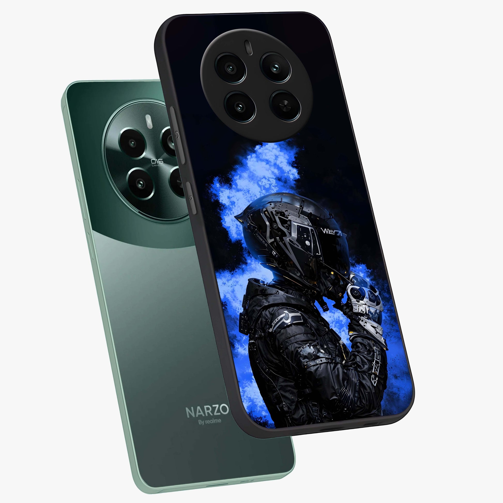 Cyber Sentinel Protocol Glass Case displayed in angled mockup highlighting digital cyber design with sci-fi aesthetic style.