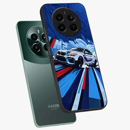 Drift Power Rush Glass Case displayed in angled mockup highlighting powerful drift car design with sporty aesthetic style.