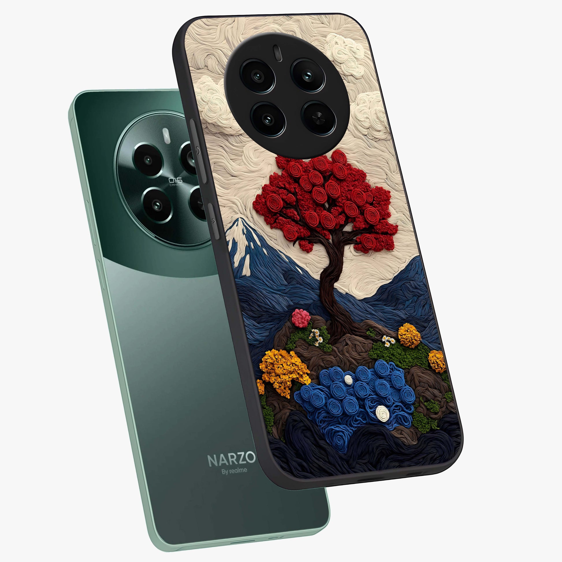 Eternal Nature Tapestry Glass Case displayed in angled mockup highlighting detailed botanical pattern with artistic aesthetic.
