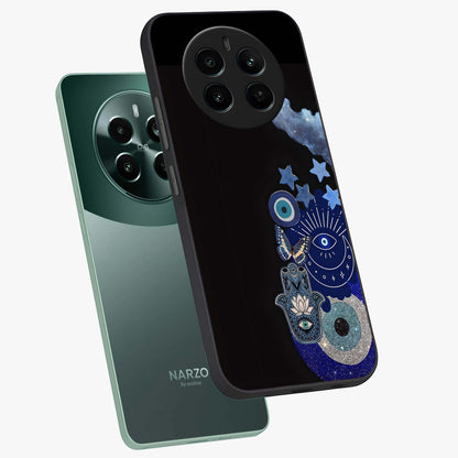 Galactic Charm Cluster Glass Case displayed in angled mockup highlighting luminous galaxy inspired design with dreamy aesthetic.