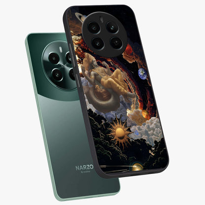 Galactic Divine God Glass Case displayed in angled mockup highlighting powerful celestial deity illustration with galactic aesthetic.