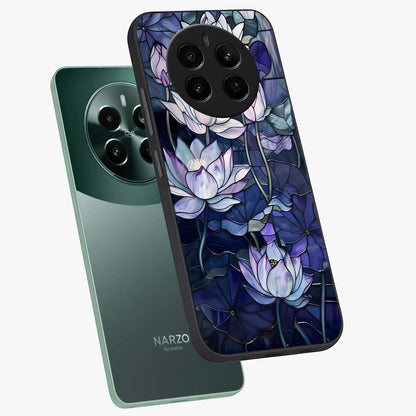Gloss Petal Rush Glass Case displayed in angled mockup highlighting vibrant petal design with elegant floral aesthetic.