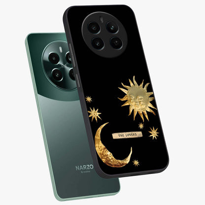 Gold Sun Blush Glass Case displayed in angled mockup highlighting radiant sun design with warm golden aesthetic.