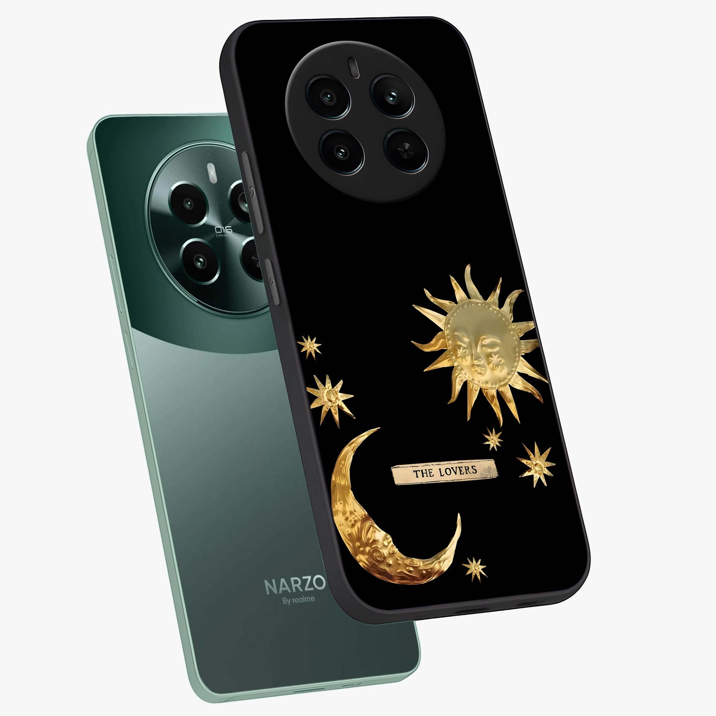 Gold Sun Blush Glass Case displayed in angled mockup highlighting radiant sun design with warm golden aesthetic.