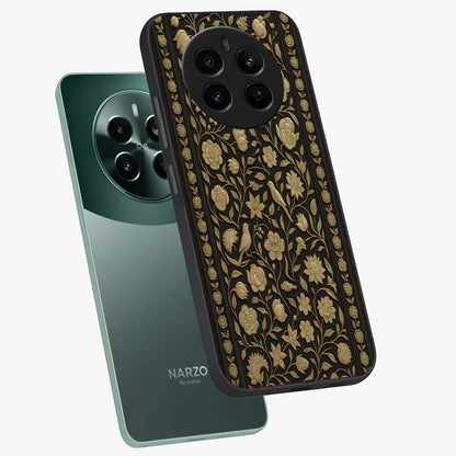 Golden Evil Eye Mandala Glass Case displayed in angled mockup highlighting protective evil eye symbol with golden mandala design.
