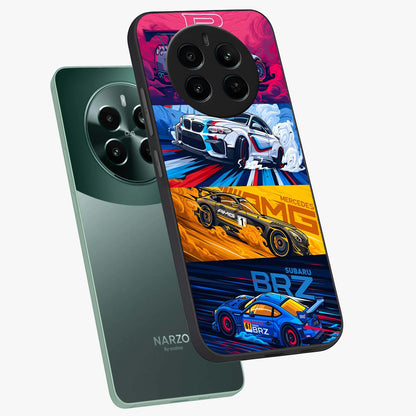 JDM Sports Car Glass Case displayed in angled mockup highlighting sleek Japanese racing car design with automotive aesthetic.