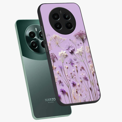 Lavender Blossom Dream Glass Case displayed in angled mockup highlighting dreamy lavender flower design with calming aesthetic style.