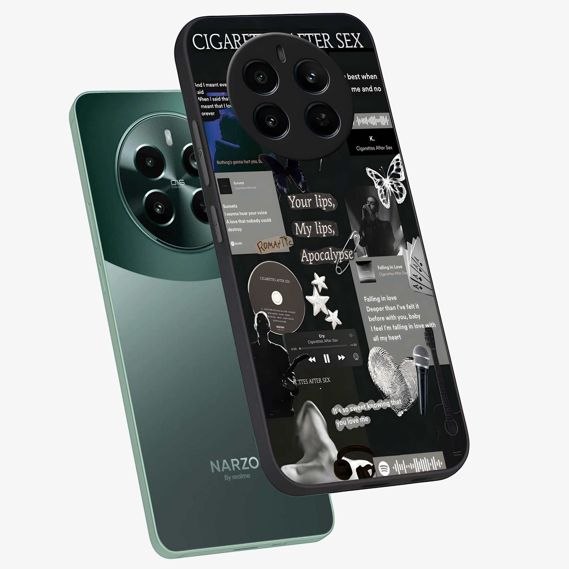 Midnight Love Echo Glass Case displayed in angled mockup highlighting elegant love inspired design with deep aesthetic style.
