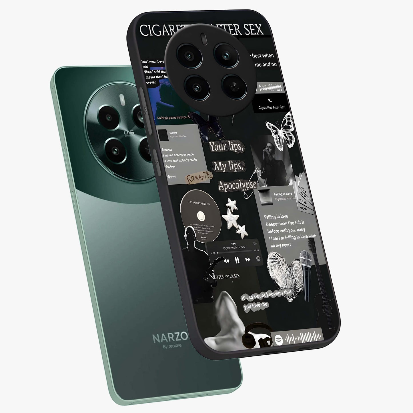 Midnight Love Echo Glass Case displayed in angled mockup highlighting elegant love inspired design with deep aesthetic style.
