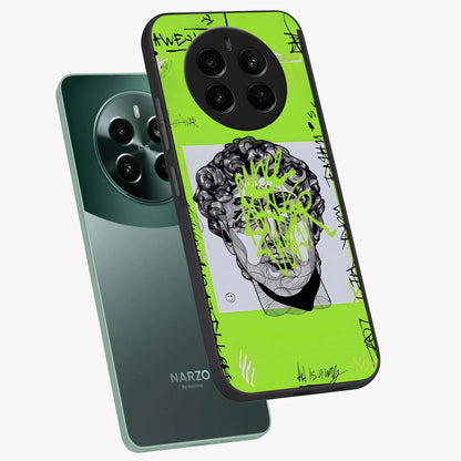 Neo Graffiti Rebellion Glass Case displayed in angled mockup highlighting urban street art design with rebellious aesthetic.