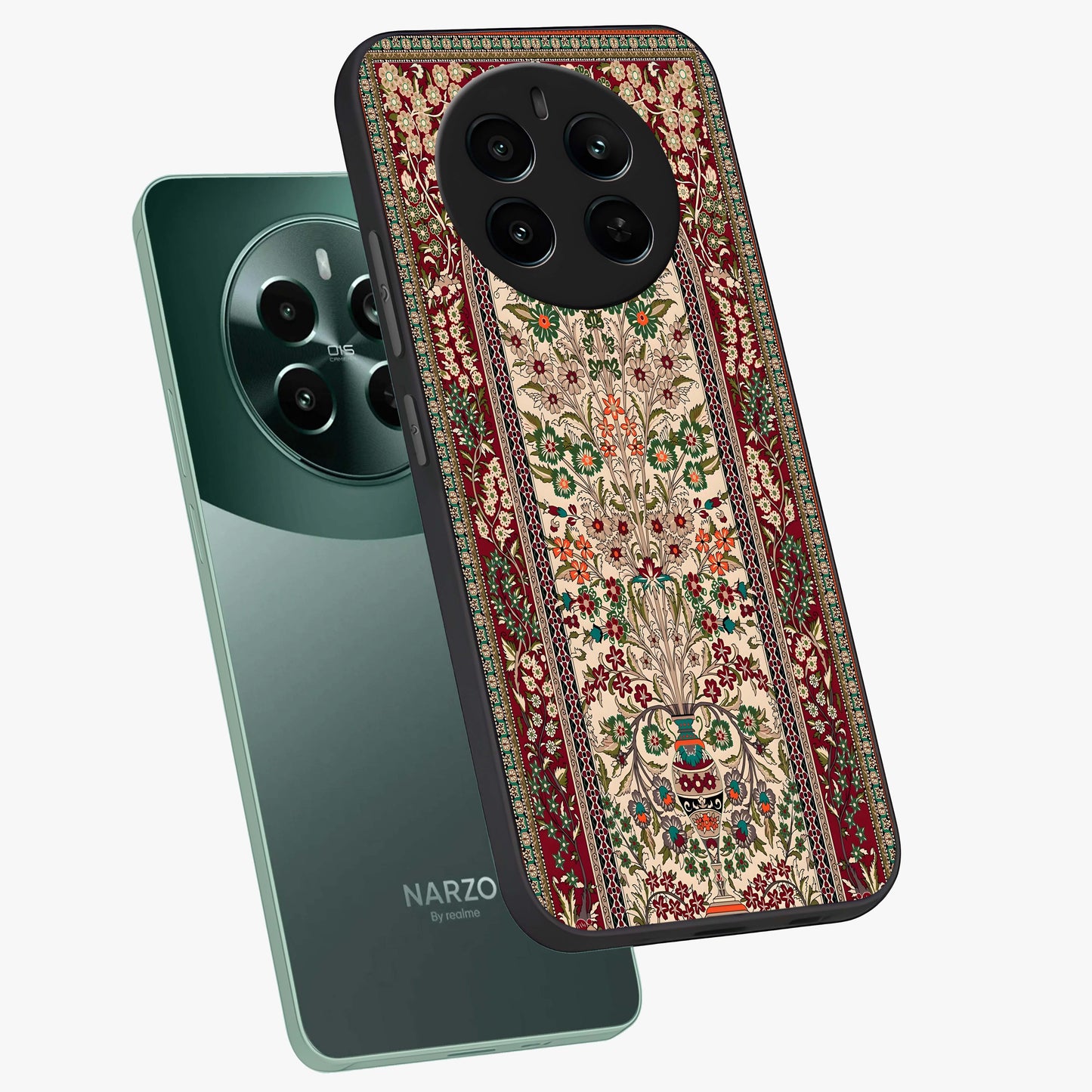 Persian Inspired Glass Case displayed in angled mockup highlighting intricate traditional design with elegant cultural aesthetic.