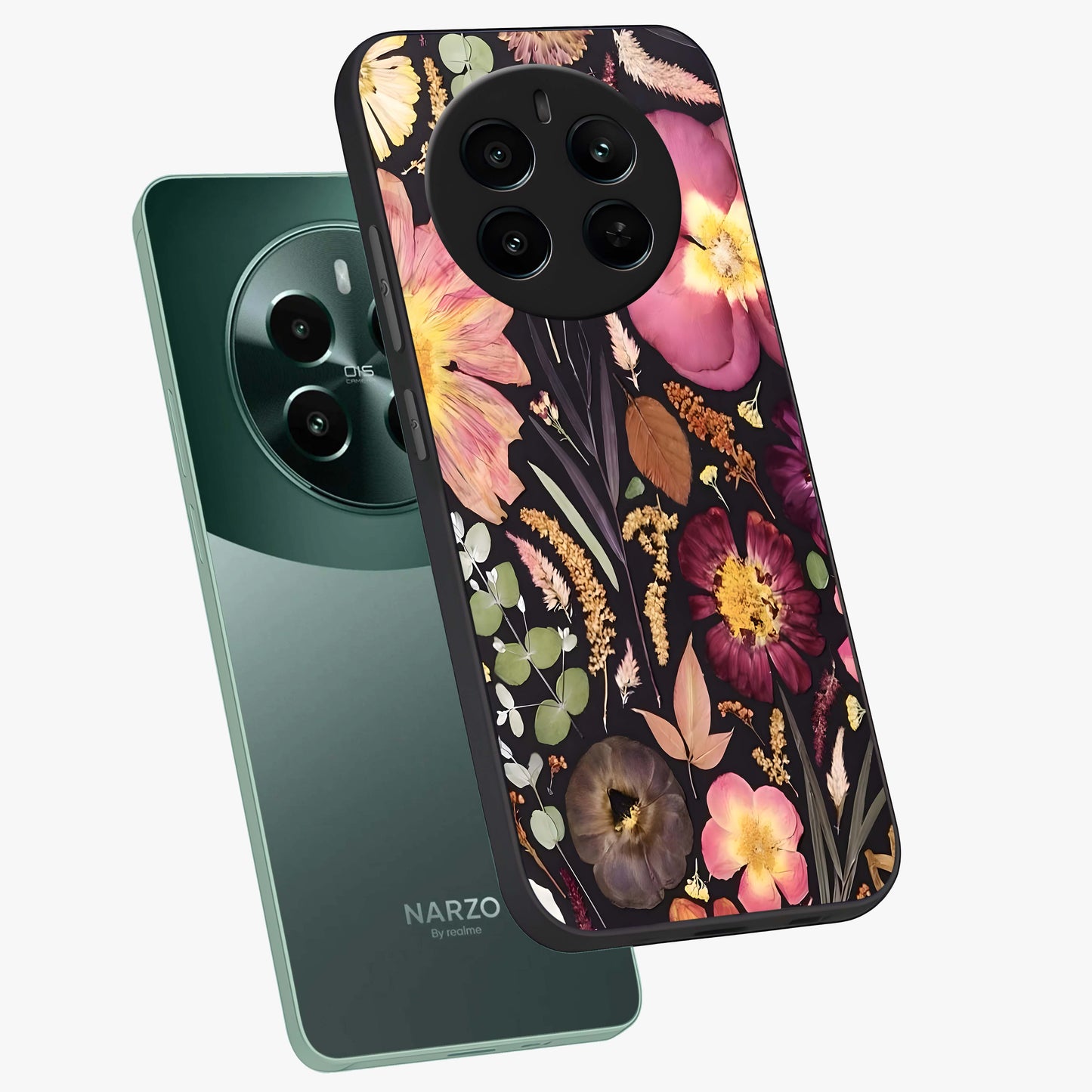 Petal Dream Tapestry Glass Case displayed in angled mockup highlighting decorative petal pattern with elegant botanical aesthetic.