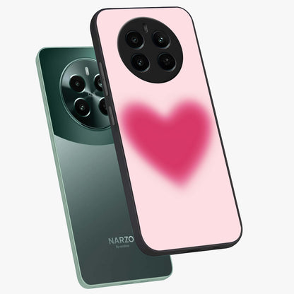 Pink Aura Heart Glass Case displayed in angled mockup highlighting vibrant pink heart design with dreamy aura aesthetic.