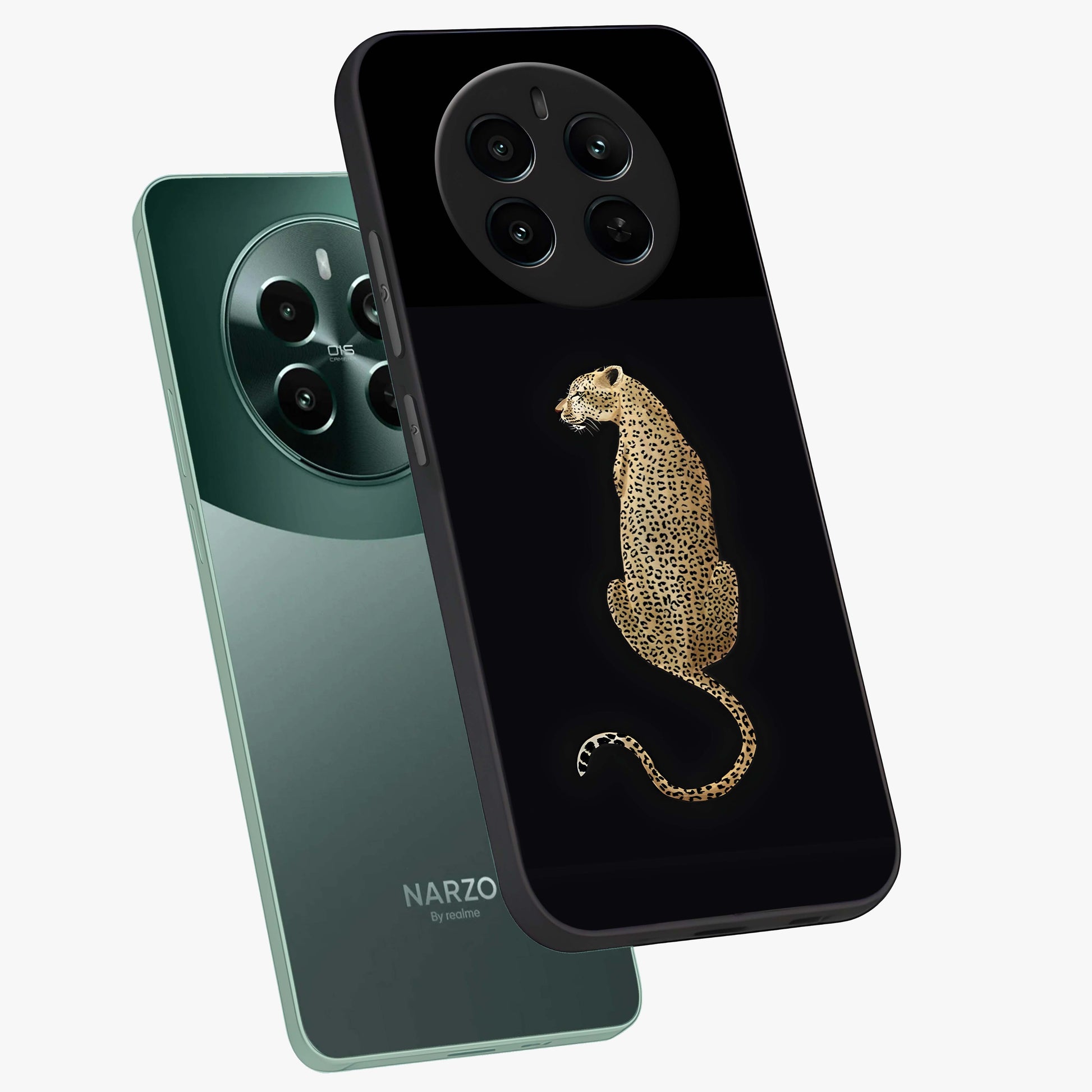 Regal Leopard Glass Case displayed in angled mockup highlighting powerful animal illustration with stylish wild aesthetic.