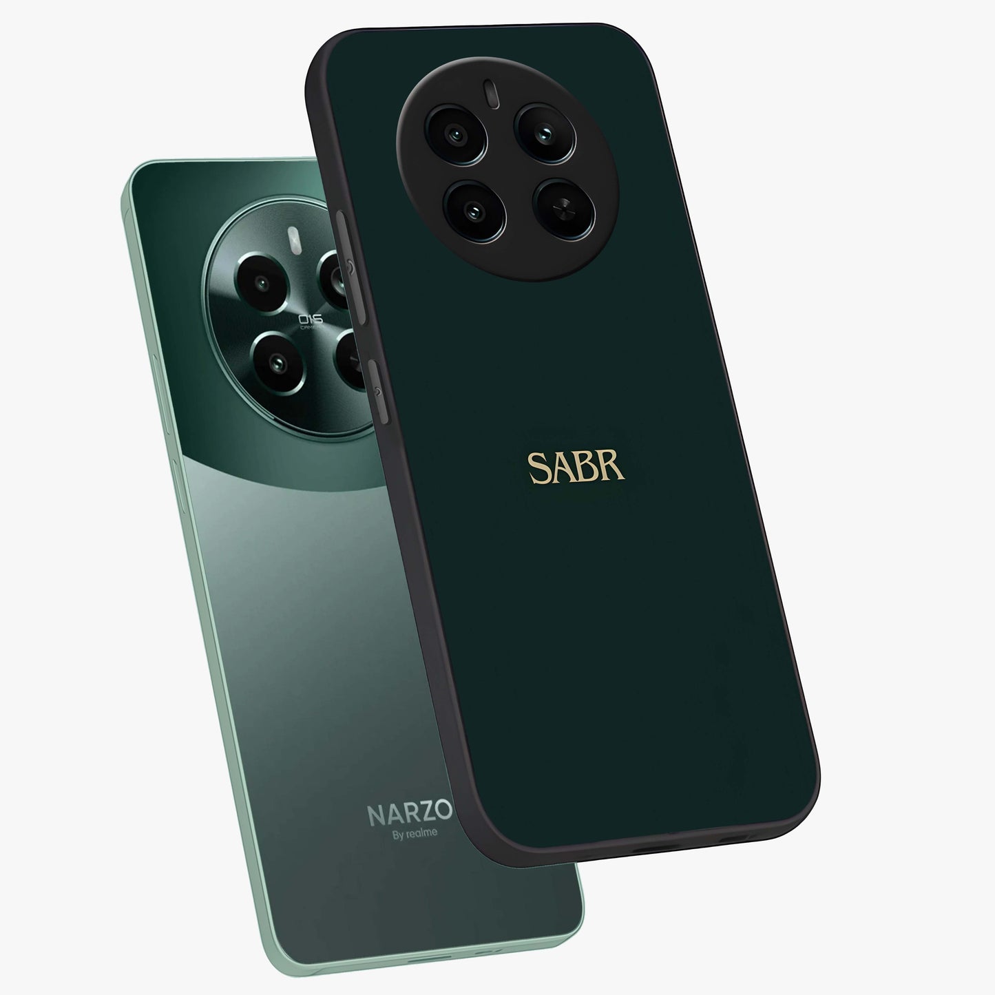 Sabr Minimal Patience Glass Case displayed in angled mockup highlighting simple inspirational design with clean aesthetic style.