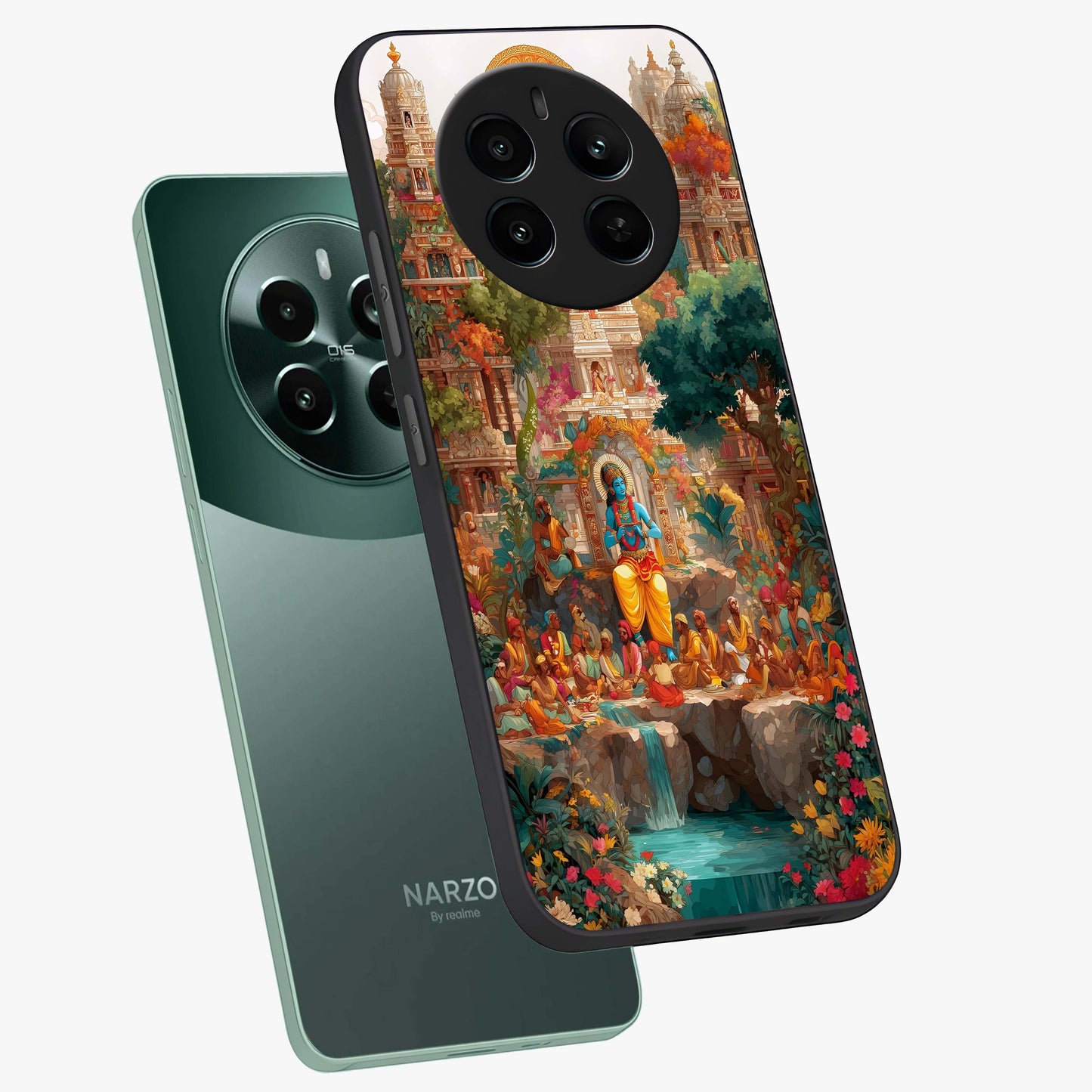 Sacred Sunlight Gods Glass Case displayed in angled mockup highlighting radiant spiritual design with celestial aesthetic.
